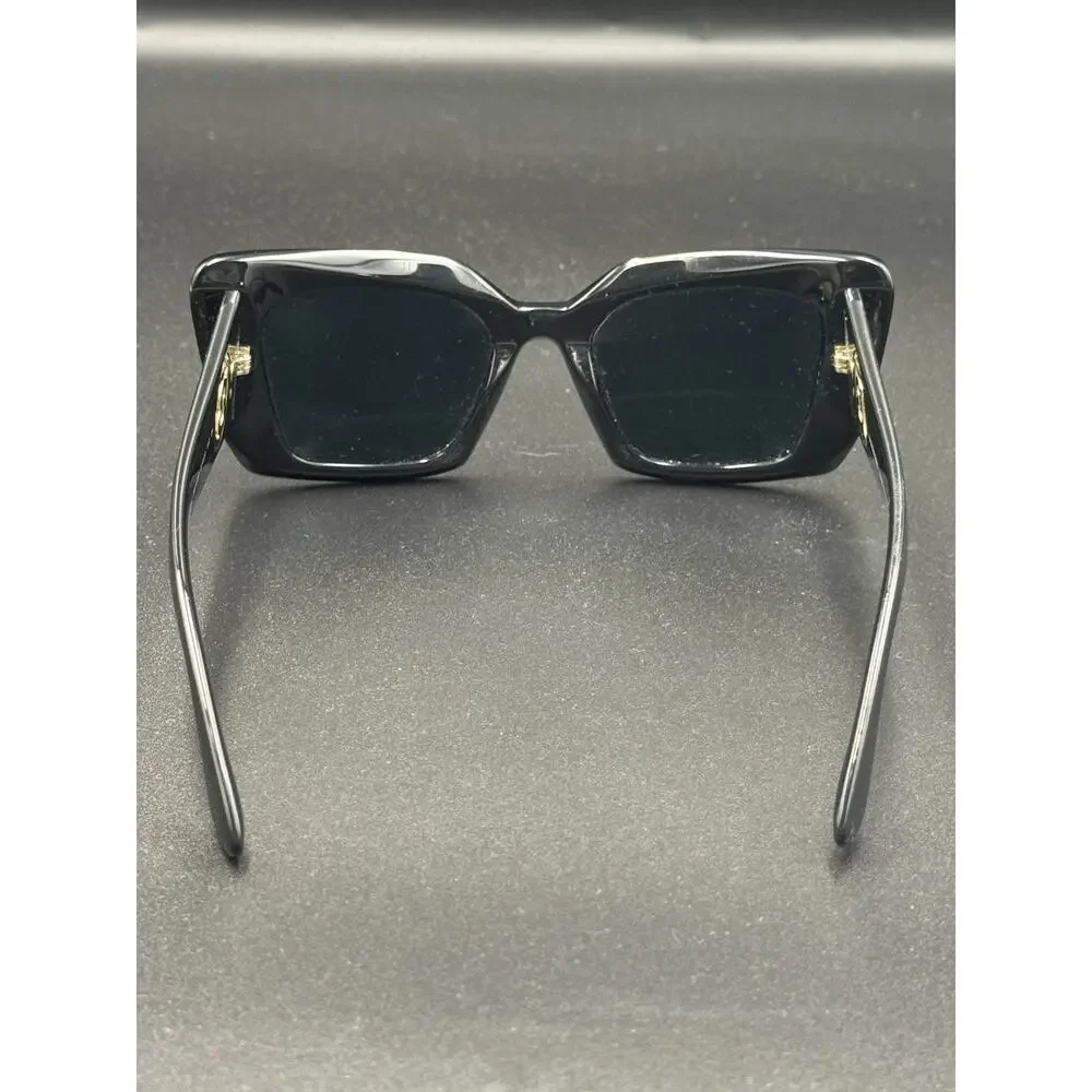 Burberry Black Oversized Square Sunglasses Gold Logo Frames Only With Case